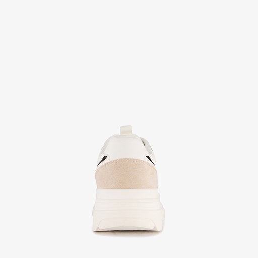 Dames dad sneakers beige wit