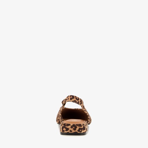 Dame slingbacks met panterprint beige