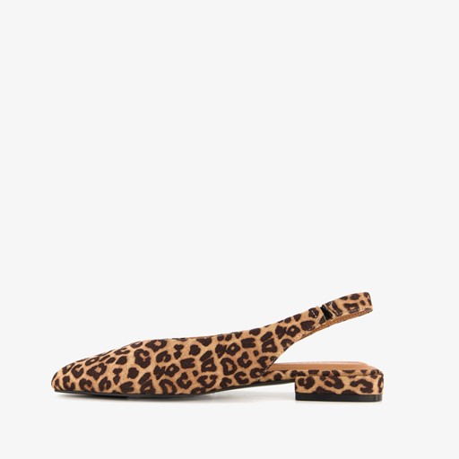 Dame slingbacks met panterprint beige