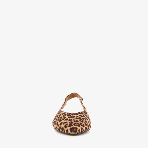 Dame slingbacks met panterprint beige