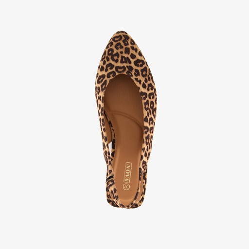 Dame slingbacks met panterprint beige