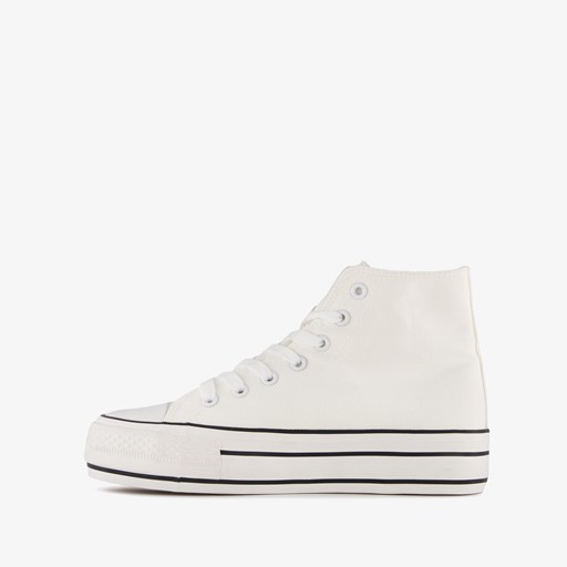 Hoge dames gympen met plateauzool wit