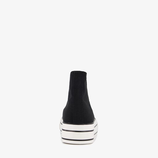 Hoge dames gympen met plateauzool zwart