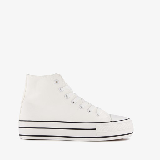 Hoge dames gympen met plateauzool wit