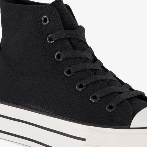 Hoge dames gympen met plateauzool zwart