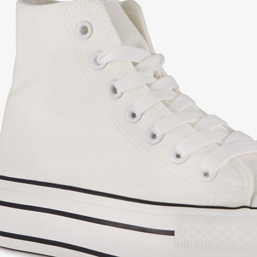 Hoge dames gympen met plateauzool wit