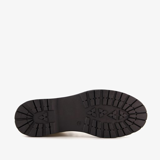 Dames veterboots lichtbeige zwart