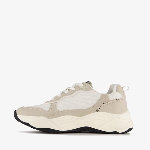 Meisjes dad sneakers luipaardprint beige