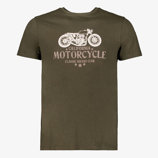 Produkt heren T-shirt groen met opdruk motor