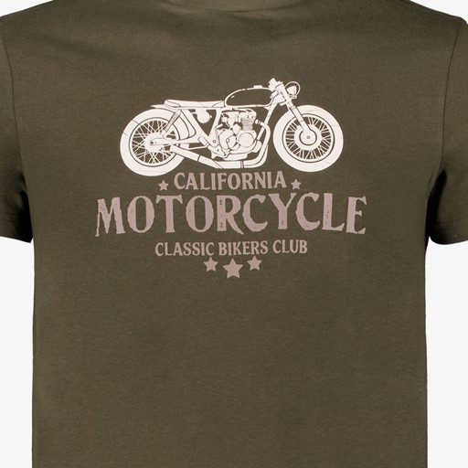 Produkt heren T-shirt groen met opdruk motor