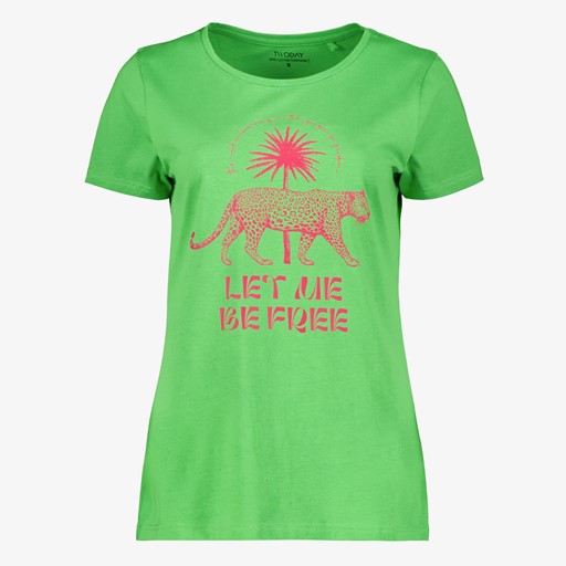 Dames T-shirt met luipaard groen