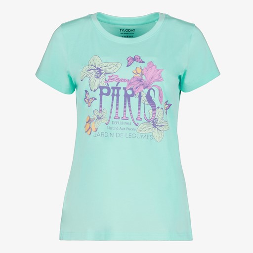 Dames T-shirt met opdruk turquoise