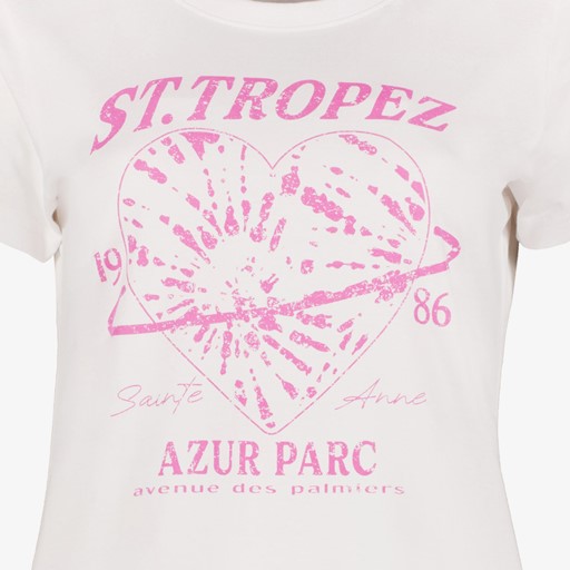 Dames T-shirt met opdruk wit roze
