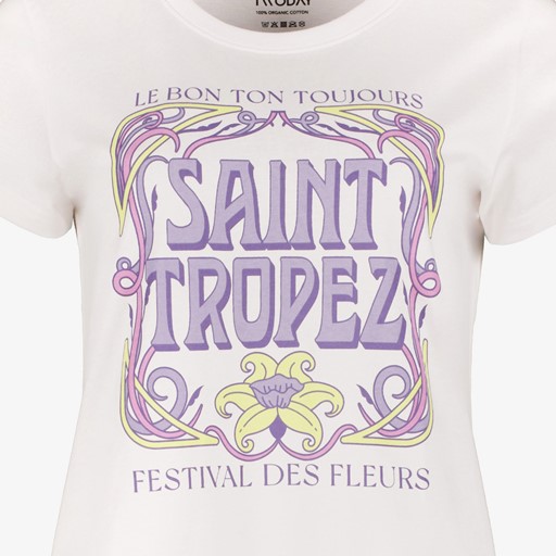 Dames T-shirt met opdruk wit lila