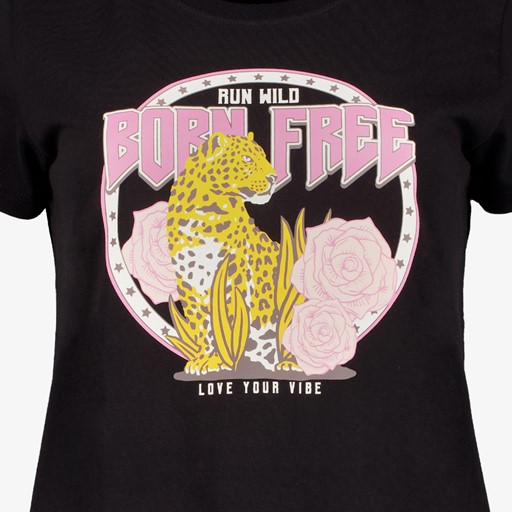 Dames T-shirt met luipaard zwart