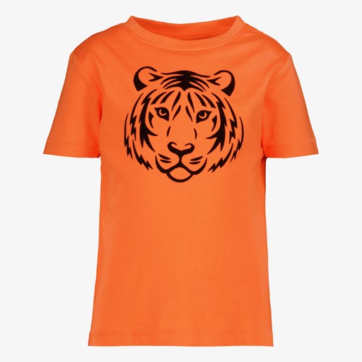 Jongens T-shirt met tijgerkop oranje