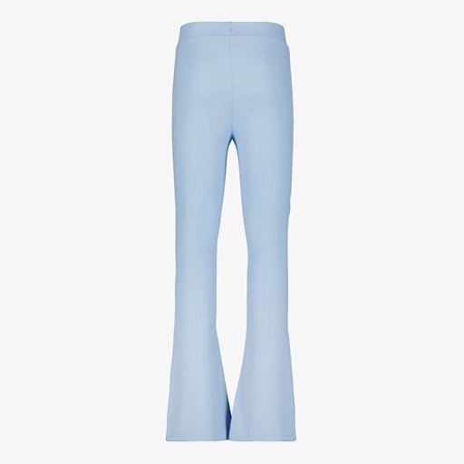 Geribde meisjes flared broek ijsblauw