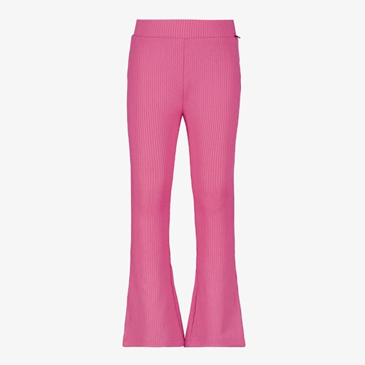 Geribde meisjes flared broek roze