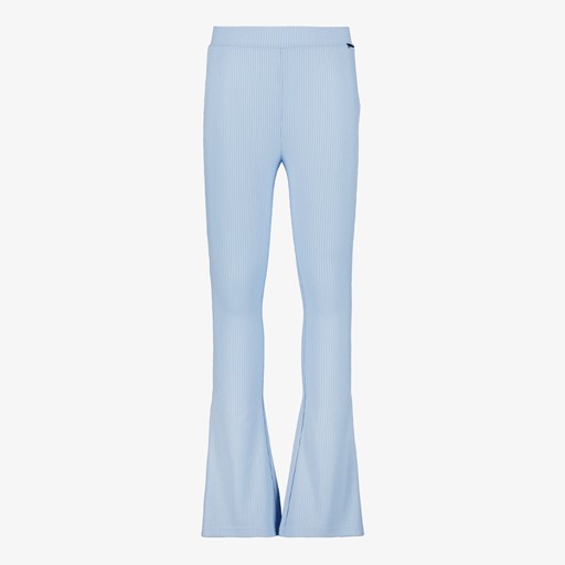 Geribde meisjes flared broek ijsblauw