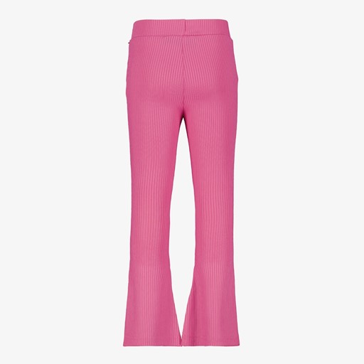 Geribde meisjes flared broek roze