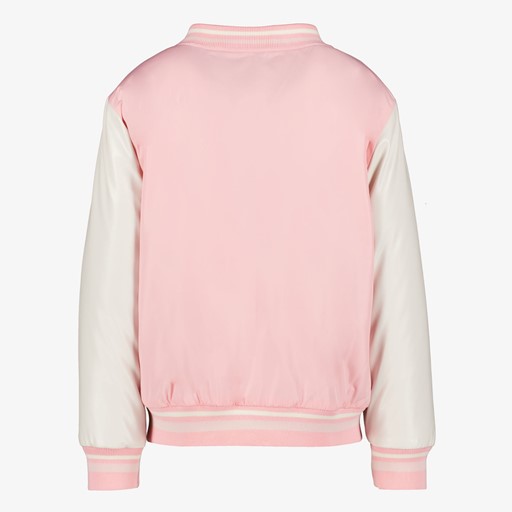 Meisjes bomberjack roze wit