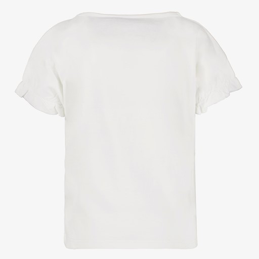 Cropped meisjes T-shirt met bloemen wit
