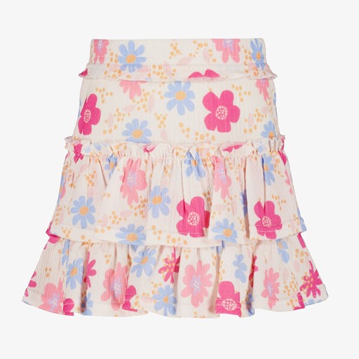 Meisjes rok met bloemenprint wit