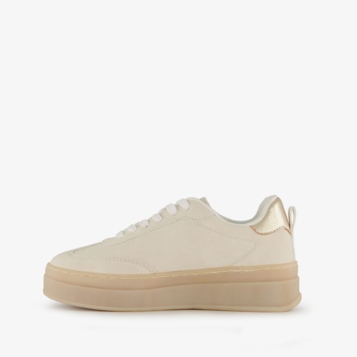 Dames sneakers plateauzool beige goud