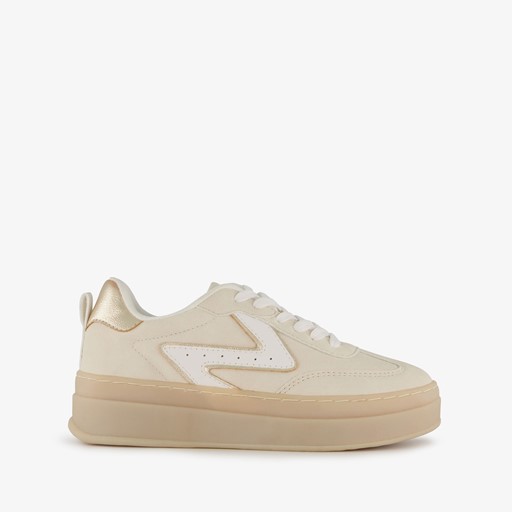 Dames sneakers plateauzool beige goud