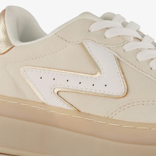Dames sneakers plateauzool beige goud