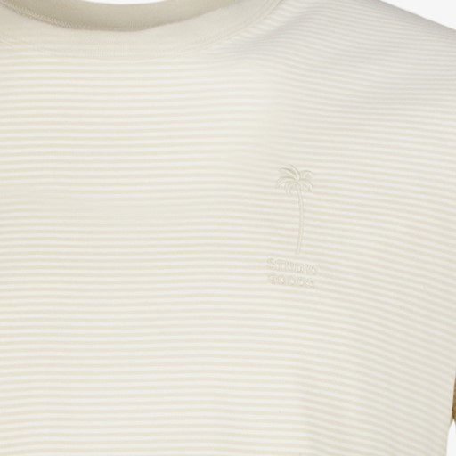 Heren T-shirt beige gestreept