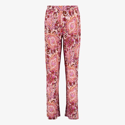 Dames broek met paisley print roze