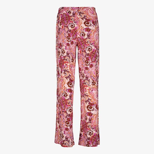 Dames broek met paisley print roze
