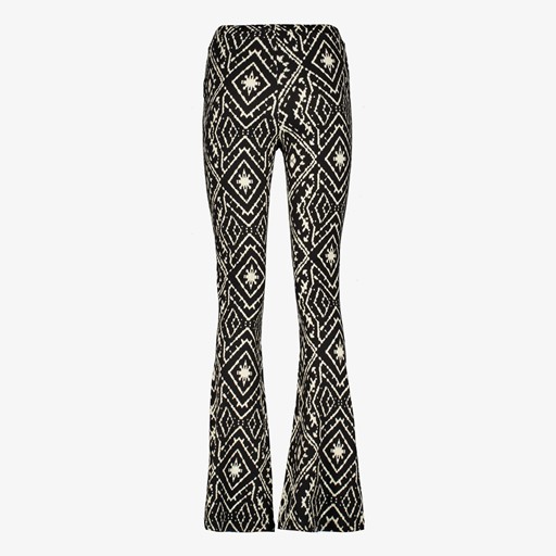 Dames flared broek ikat print zwart wit