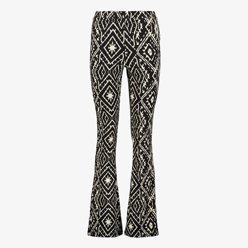 Dames flared broek ikat print zwart wit