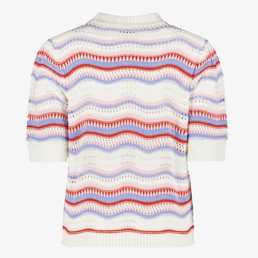 Gebreide dames trui gestreept wit
