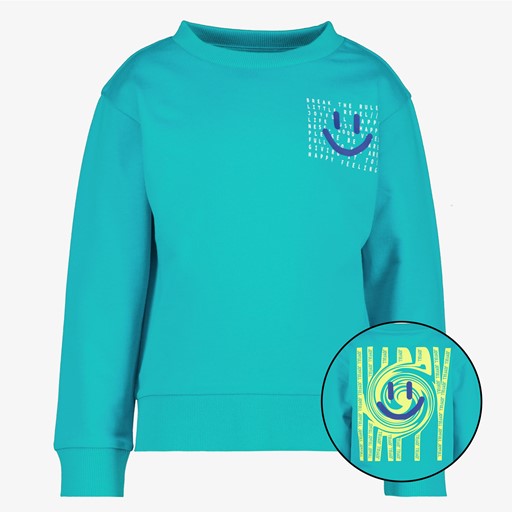 Jongens sweater met smiley blauw