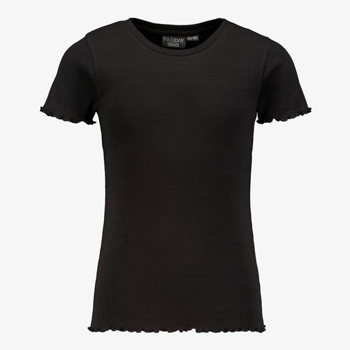 Meisjes rib T-shirt zwart