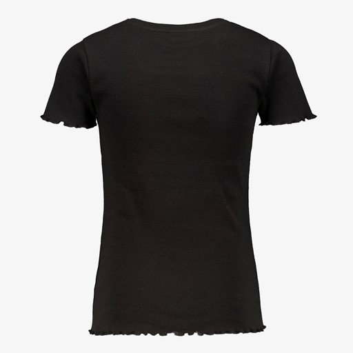 Meisjes rib T-shirt zwart