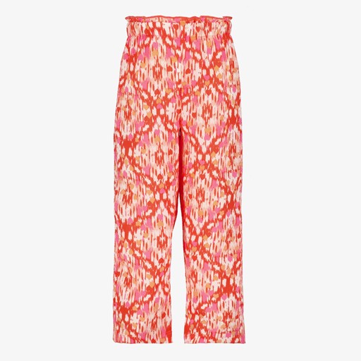 Wijde meisjes broek met print roze