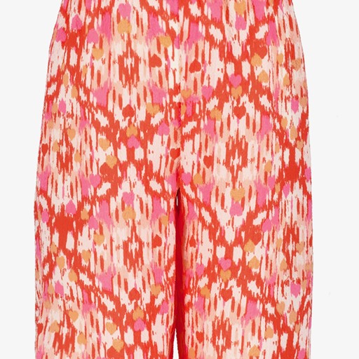Wijde meisjes broek met print roze