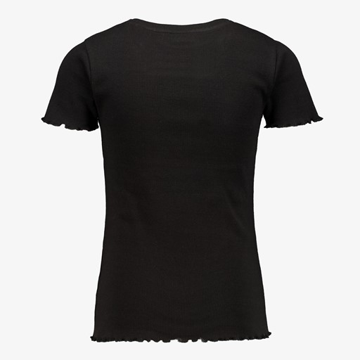 Basic meisjes rib T-shirt zwart