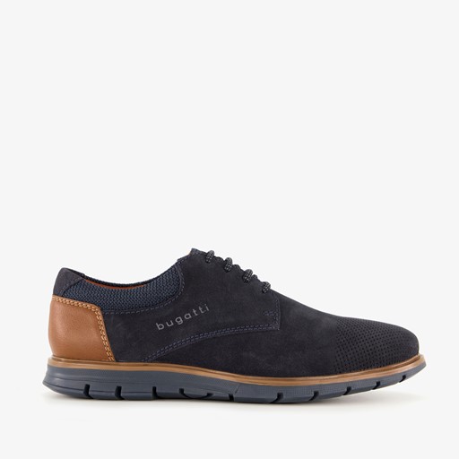 Suede heren veterschoenen navy
