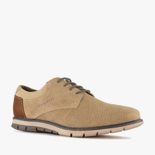 Suede heren veterschoenen beige