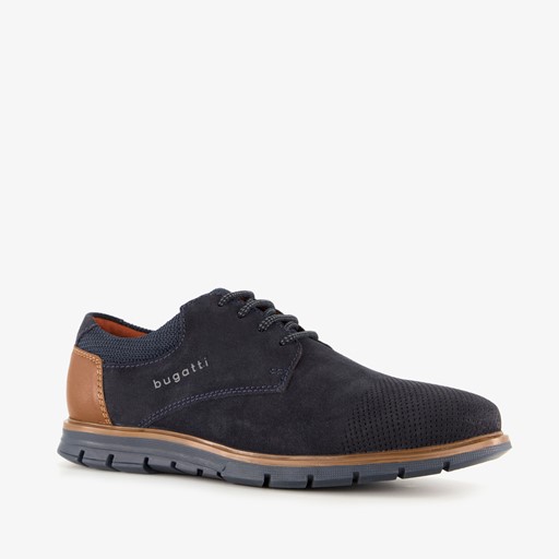 Suede heren veterschoenen navy