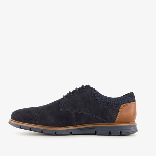 Suede heren veterschoenen navy