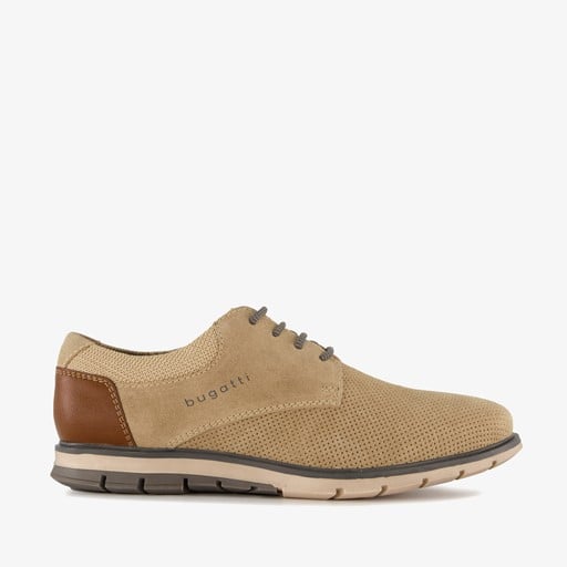Suede heren veterschoenen beige
