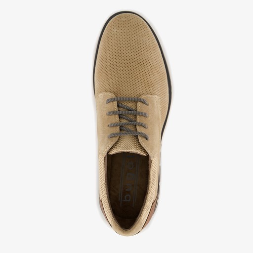 Suede heren veterschoenen beige