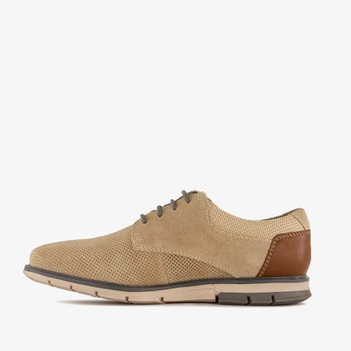 Suede heren veterschoenen beige