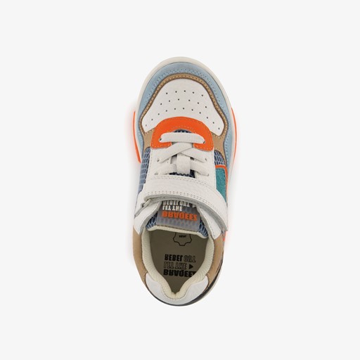 Leren jongens sneakers blauw beige